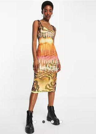 Летнее миди платье сетка на тонких бретельках