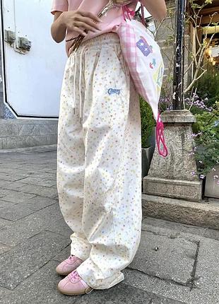 Штани широкі принт зірки різнокольорові high street haradjuku