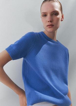 Топ zara из 100% шерсти с короткими рукавами xs