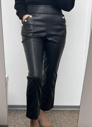 Брюки штаны из экокожи с высокой посадкой