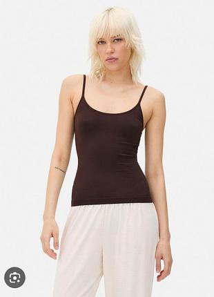 Майка на бретельках базова нова коричнева шоколадна
