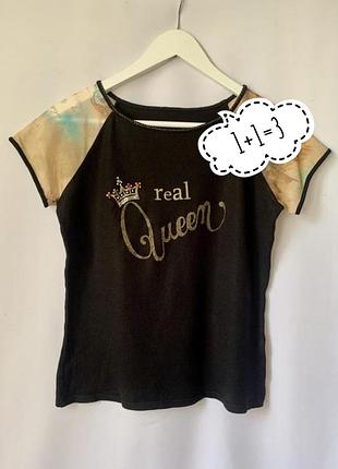 Вінтажна футболка з короною і камінцями