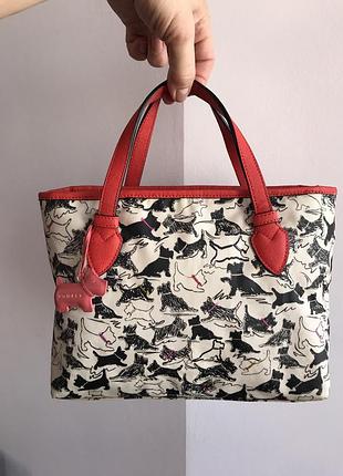 Сумка radley - нейлоновая, с брендовым принтом собочки скотти