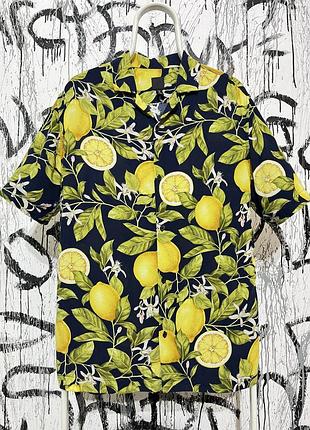 Гавайка теніска чоловіча пляжна h&m, оригінал, літня, повсякденна, зручна, віскоза, легка, zara, bershka, фруктова