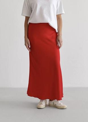 Сатиновая базовая юбка миди