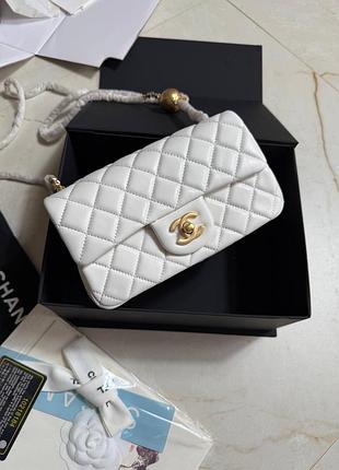 Сумка белая кожаная брендовая сумка люкс шанель брендова біла шкіряна сумка