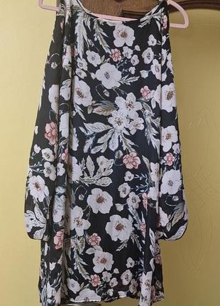 Платье-туника 46-48 размера в цветочный принт