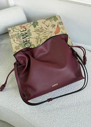 Сумка мешок лоеве брендовая бордовая кожаная сумка