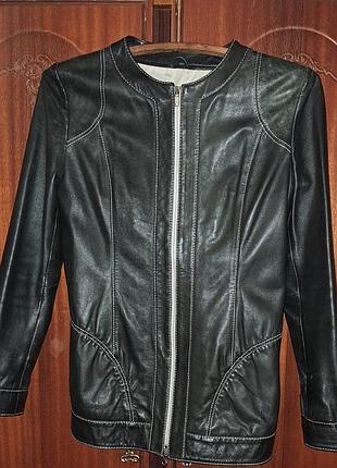 Курточка байкерська подовжена, натуральна шкіра
