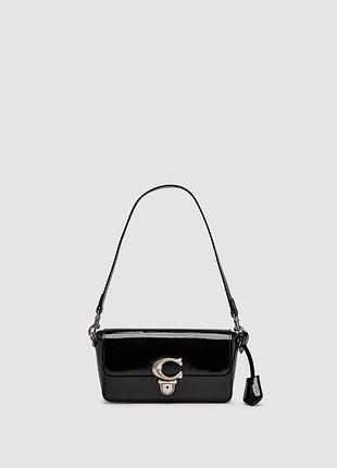Сумка женская coach patent leather studio baguette bag black черная