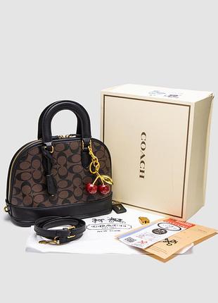 Сумка женская coach sierra satchel in signature canvas brown коричневая