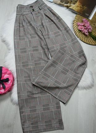 Брюки брюки в клетку палаццо широкие