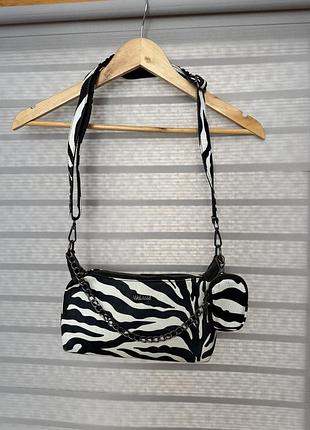 Жіноча сумка багет з принтом «зебра»