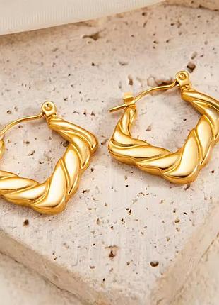 Серьги геометрические ромбы нержавеющая сталь stainless steel