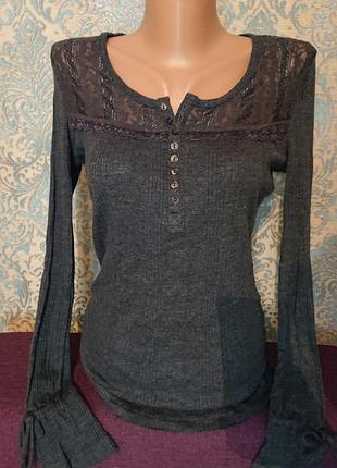 Красивая блуза хлопок с кружевом р м блузка реглан кофточка