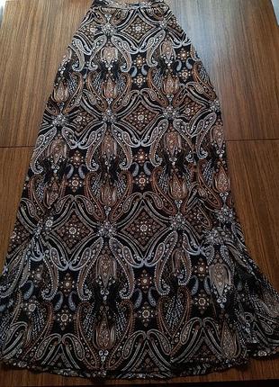 Спідниця максі в орнамент з розрізами