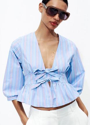 Полосатая рубашка с завязками от zara