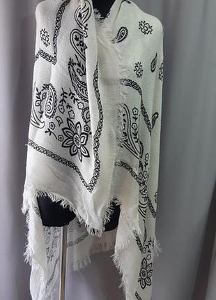 Палантин zara accessories карта білий, чорний