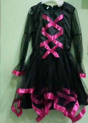 Платье розово черное карнавальное ночь ведьма halloween "party lils " нидерланды на 10 лет (140см)