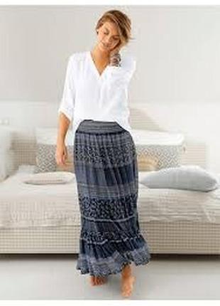 Юбка летняя размер 48-50 / 16 нвтуральная вискоза 100 тонкая пояс резинка марлевка