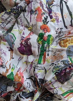 Шарф шаль 170*68 легкая графика рисунок "моды"