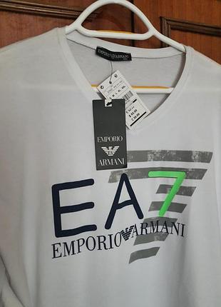 Emporio armani ea7 новая с этикетками белая стрейчевая хлопковая футболка