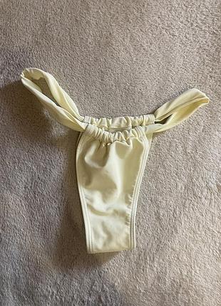 Купальник плавки бікіні високі шторка рухливі відверті бежеві  shein xs