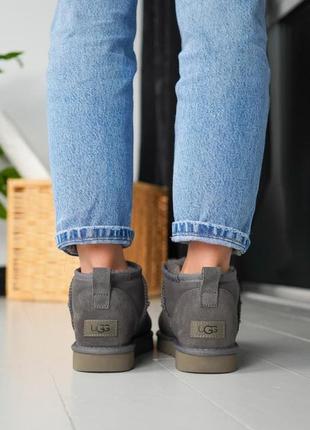 Ugg ultra mini в сером цвете мягкие женские угги7 фото