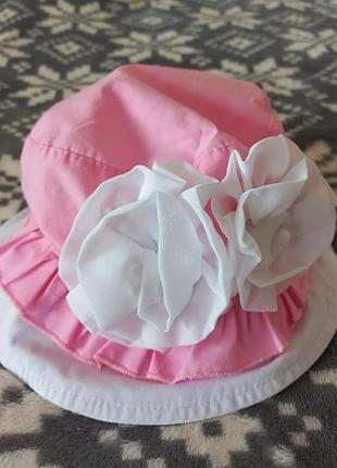 Шапка панама елегантна рожева з бантами на дівчинку 3-4 роки