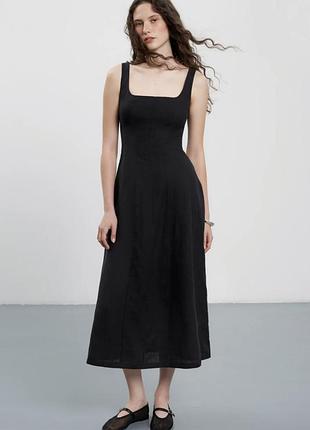 Чорний сарафан/сукня 100% льон