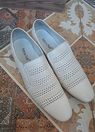 Туфли белые кожаные 47 размер