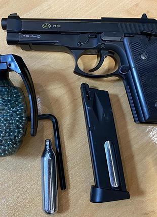 Пістолет пневматичний sas beretta m92 pt99 blowback (4.5мм