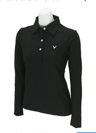 Жіноче чорне поло з довгим рукавом
