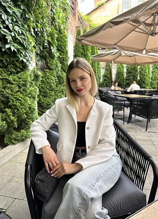 Білий твідовий піджак zara s