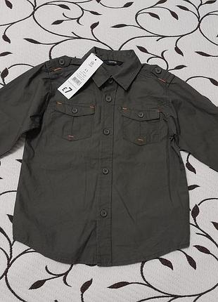 Рубашка хаки 100% хлопок на мальчика 4-5 лет, фирмы george