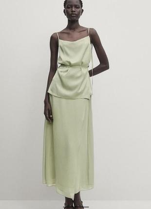 Шовкова блуза майка оливкова