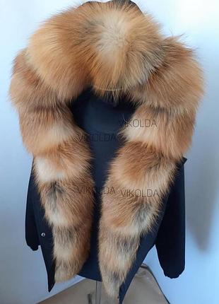 Жіноча зимова куртка бомбер з натуральним хутром лисиці gold з 42 по 60
