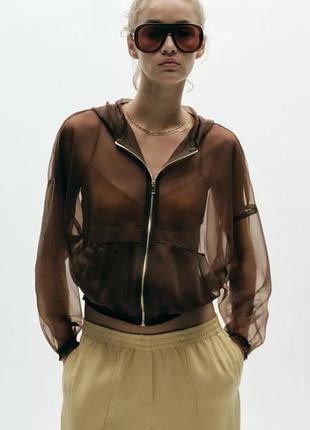 Куртка з органзи коричнева zara new