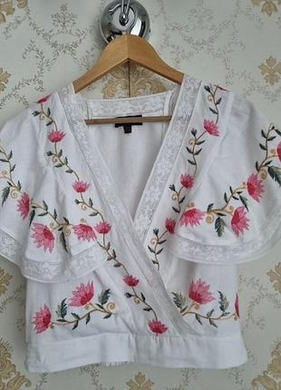 Топ с кружевом и вышивкой lipsy london из смеси льна