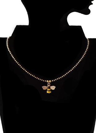 Чокер из бисера с подвеской-джилкой 🐝 | черный и золотой | ручная работа