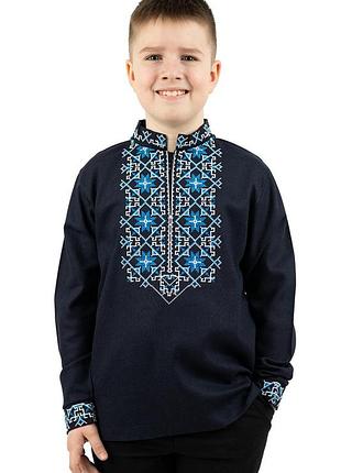 Вышиванка для мальчиков, темно-синяя