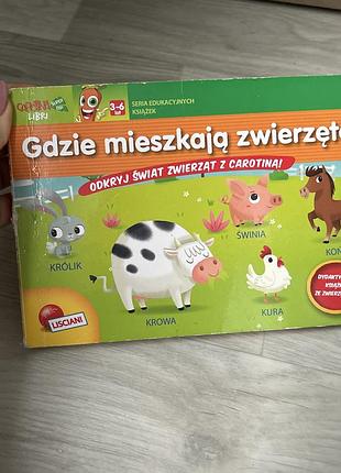 Дитяча пізнавальна книжка польською мовою під назвою „gdzie mieszkają zwierzęta?”