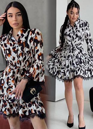 Плаття з принтом і мереживом🔥