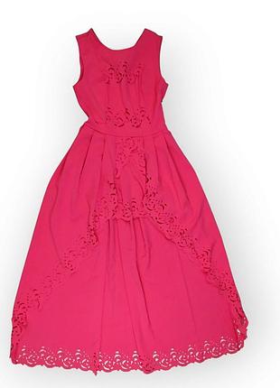 Платье длинное женское розовое artj, размер s, со шлейфом, с коротким рукавом