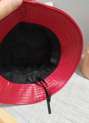Качественная красная панама эко кожаная шляпа шапка панамка капелюх6 фото