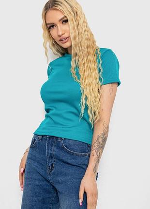 Футболка женская в рубчик, цвет изумрудный, 238r123-2