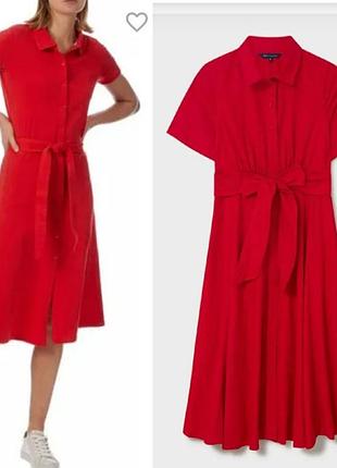 Котоновое платье поло, платье-рубашка с поясом crew clothing сompany