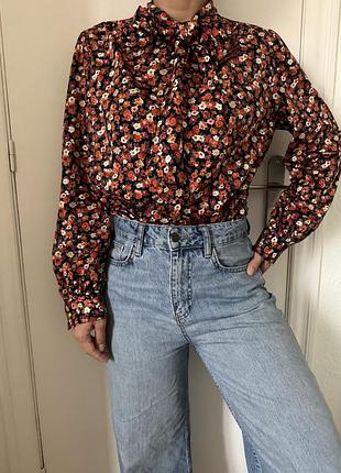 Сорочка блузка жіноча вінтажна (ретро) в квітковий принт (м)