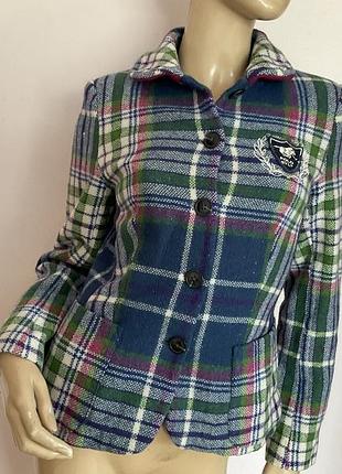 Шерстяной жакет в клетку / xs / brend polo sylt