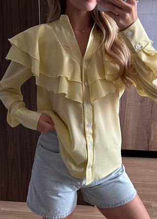 Жовта блату шифон лимонна блуза шифон шифонова блуза
